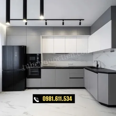 Tủ bếp nhựa Vincoplast cánh kính